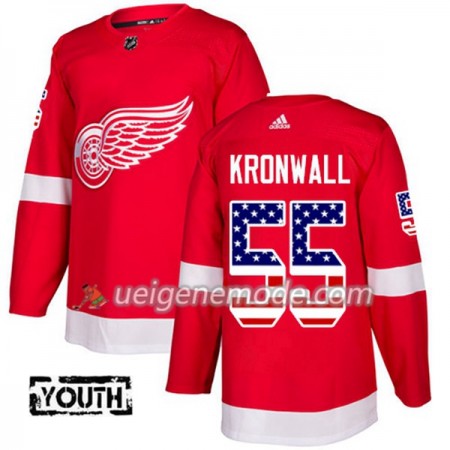 Kinder Eishockey Detroit Red Wings Trikot Niklas Kronwall 55 Adidas 2017-2018 Rot USA Flag Fashion Authentic